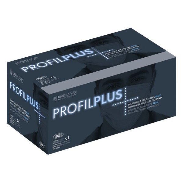 Unigloves Profil Plus OP-Mundschutz mit Gummizug Typ ll R blau Box