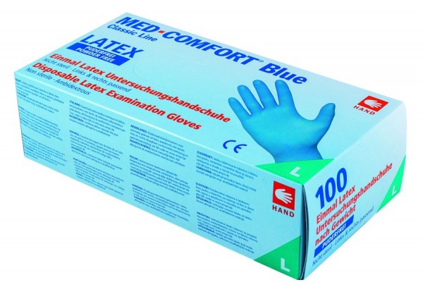 Ampri Med-Comfort Blau Latex-Untersuchungshandschuh, Box