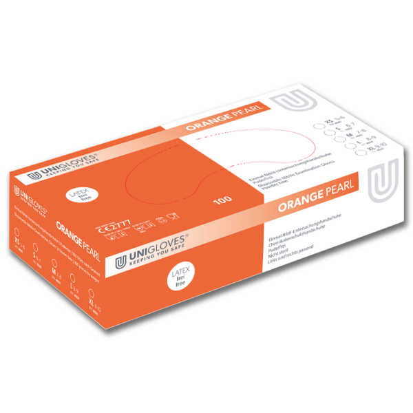 Unigloves Einweg-Handschuhe aus Nitril Orange Peral Box